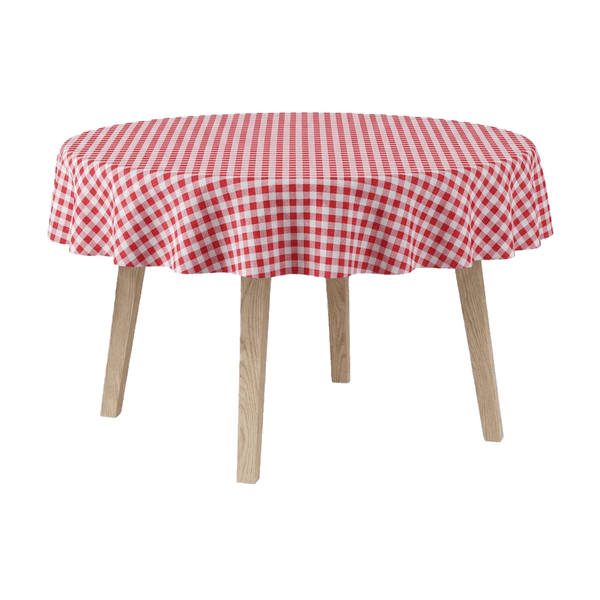 Rund duk i bomull - Red check - D1022¨