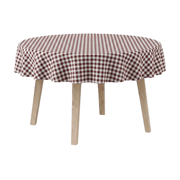 Rund duk i bomull - Brown check - D1021¨