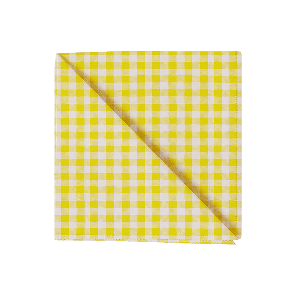 Rutig servett i bomull - Yellow check - D1023,