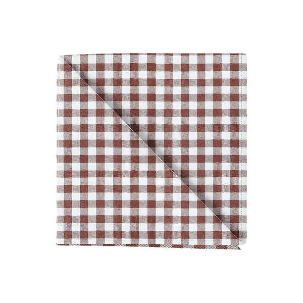 Rutig servett i bomull - Brown check - D1021,